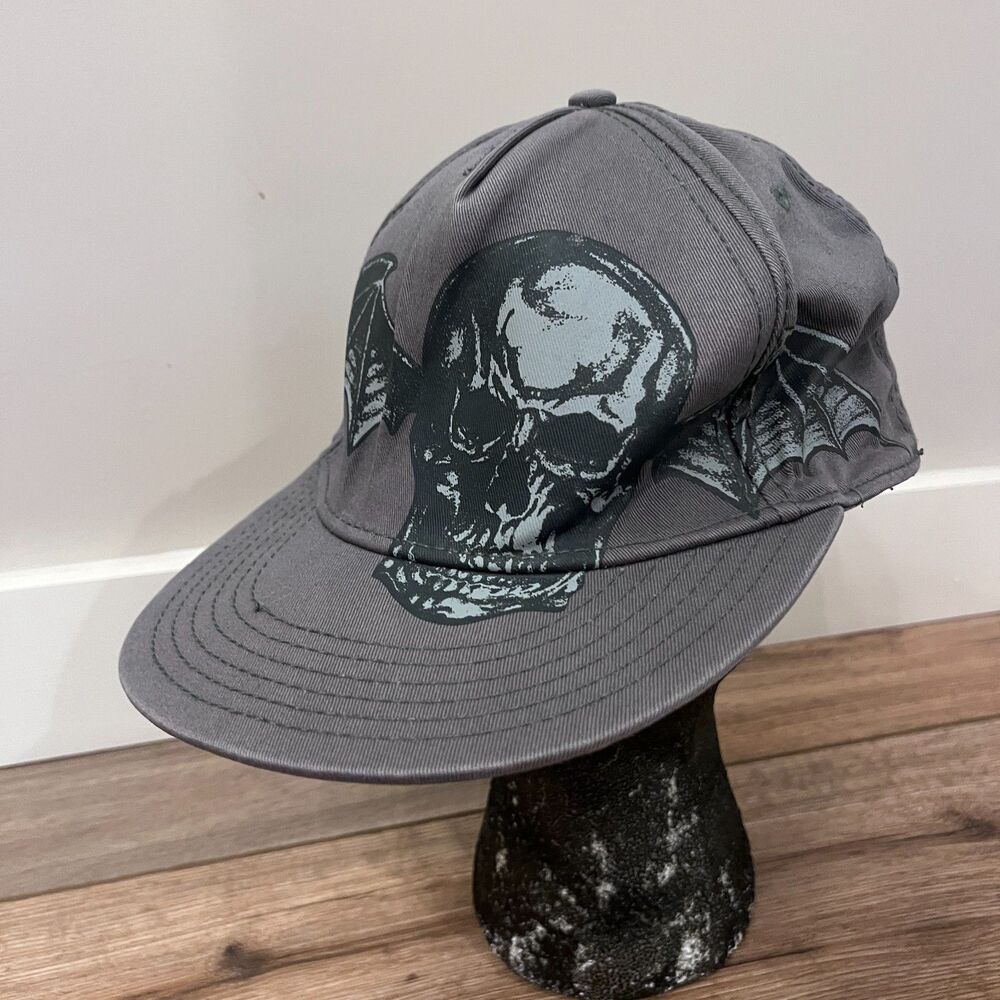 Avenged Sevenfold A7X Skull Snapback Hat Cap Gray Metalcore Band Merch Bravado